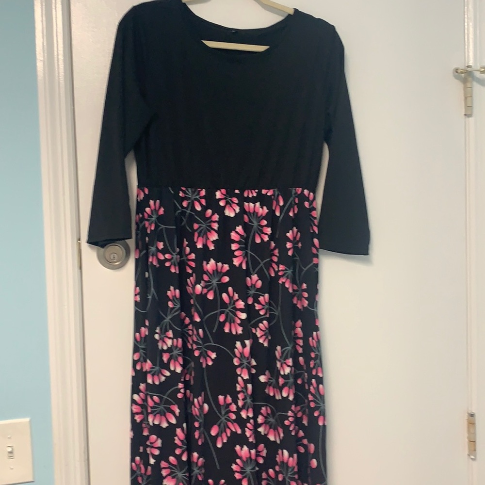 floral black and pink maxi dress xl